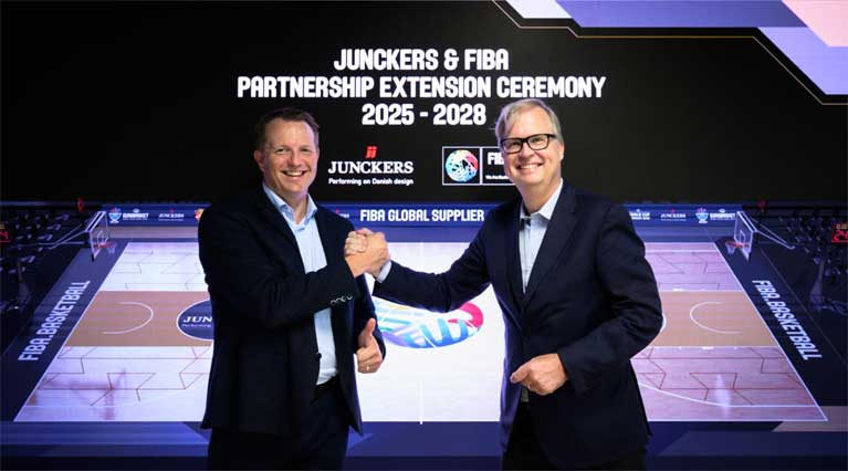 Thomas Bendixen junckers.com and Frank Leenders from FIBA