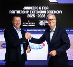 Thomas Bendixen junckers.com and Frank Leenders from FIBA